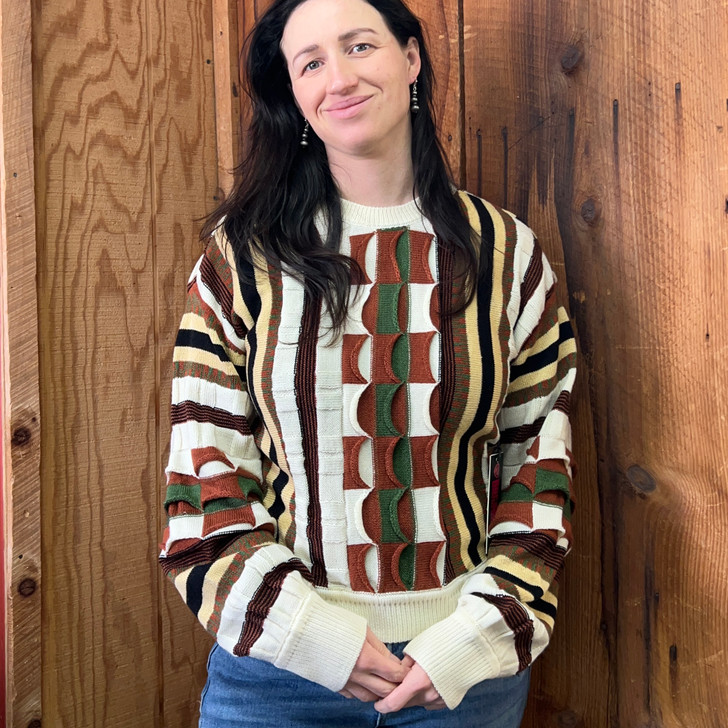 Rock & Roll Ladies Brown Textured Sweater