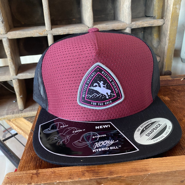 Hooey Summit Roughy Maroon & Black 5-Panel Trucker Hat 4041T-MABK