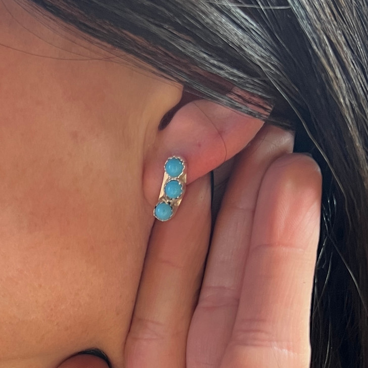 Zuni Handmade Kingman Turquoise Earrings - Janice Spencer