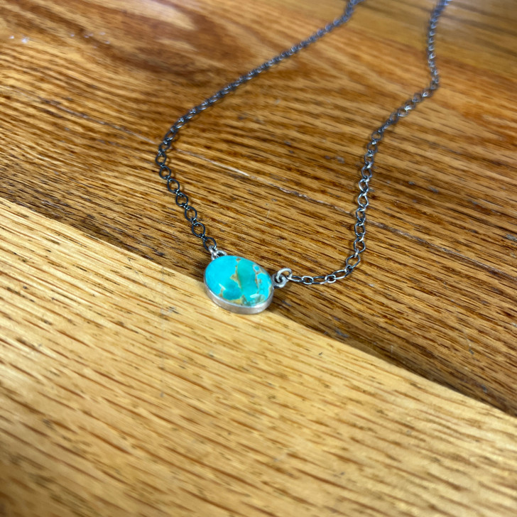 Kingman Turquoise Oval Pendant Necklace