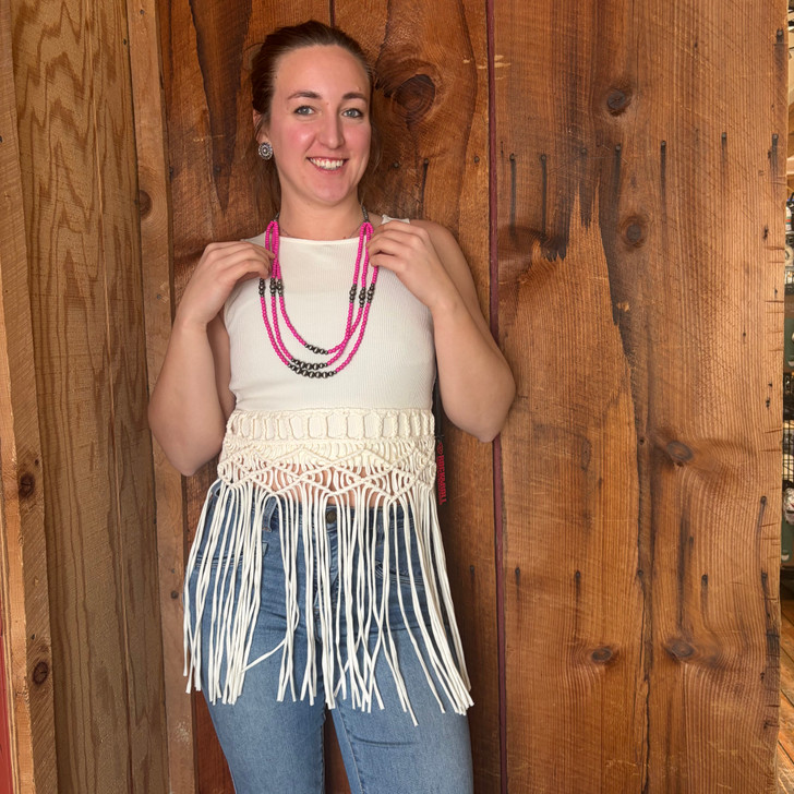 Rock & Roll Ladies Macrame Tank Top in Natural