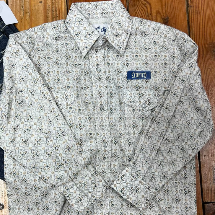 Panhandle Boy's Long Sleeve Two Pocket Snap in Natural PBN2S08142