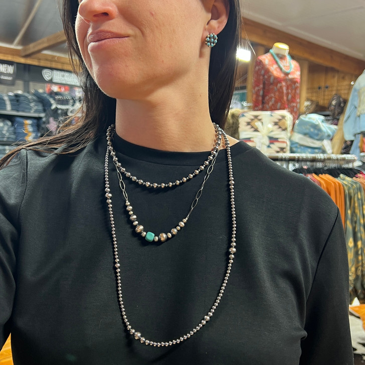 28" Graduated Sterling Silver Pearl Necklace