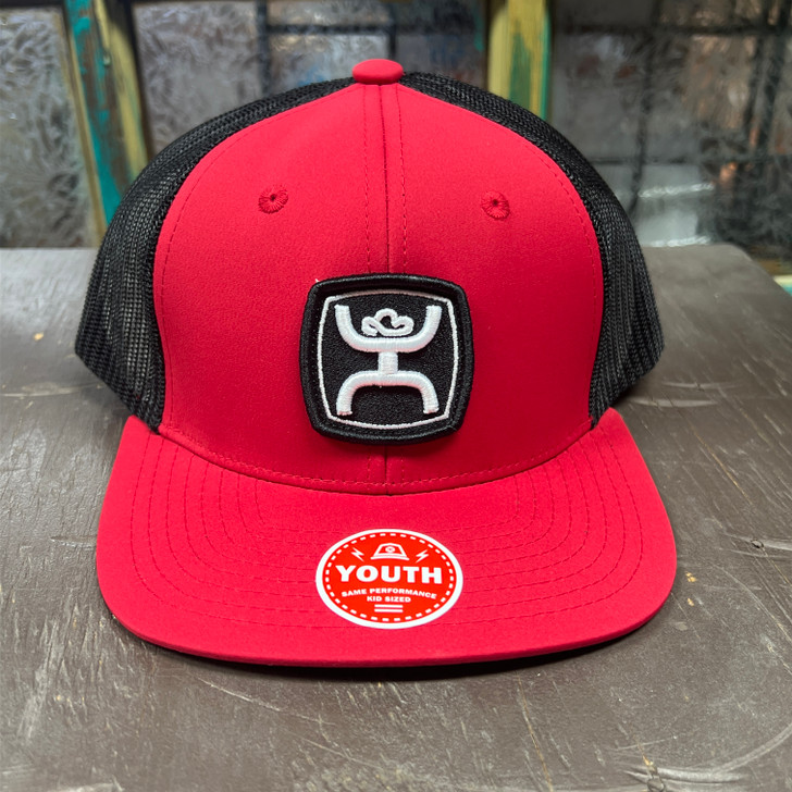 Youth Zenith Hooey Red and Black 6-Panel Trucker with Black / White Patch
