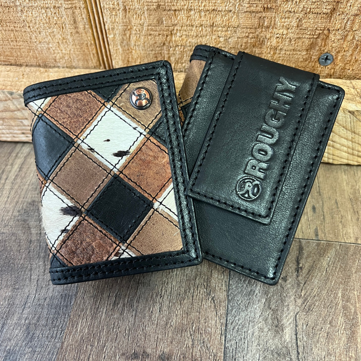Hooey "Smackdown" Patchwork Leather Bifold Money Clip Front Wallet