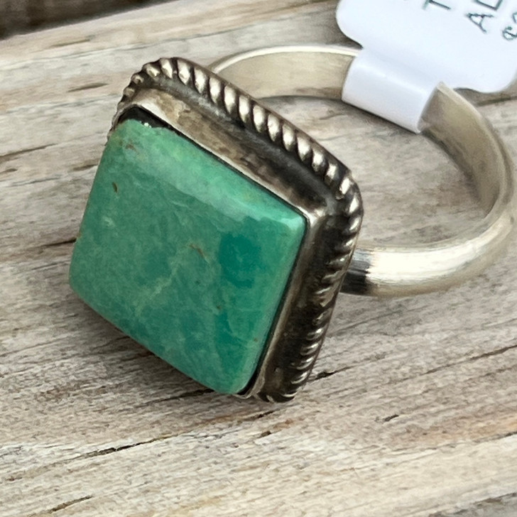 Navajo Handmade Kingman Turquoise Adjustable Ring - Donovan Nez