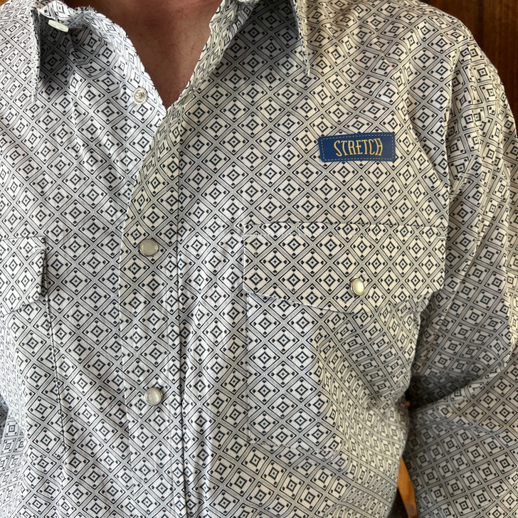 Panhandle Slim Men's White Squared Long Sleeve Snap Shirt