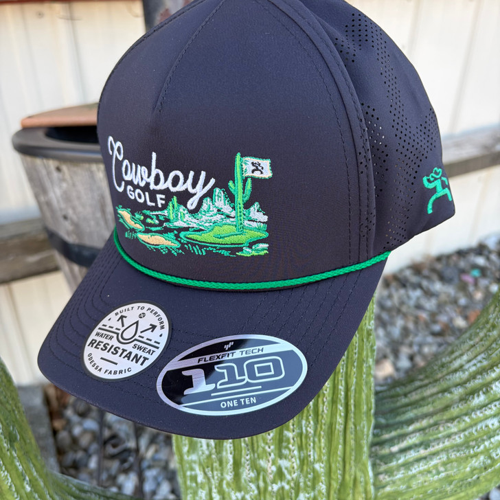 Hooey Hills Black with Golf Course Landscape Trucker Hat 2517T-BK