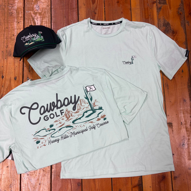 Hooey Men's Cowboy Golf Aqua Tee - Stockyard Style