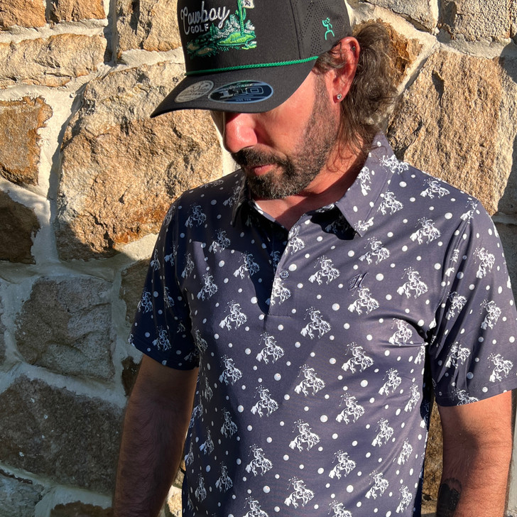Hooey Men's "Weekender" Navy Cowboy Golf Polo