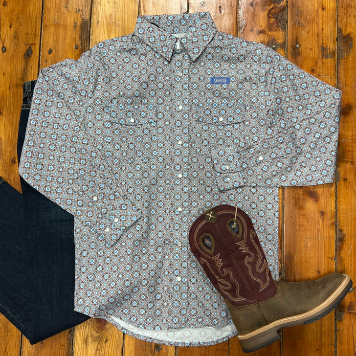 Panhandle Men's Long Sleeve Two Pocket Rust Snap Shirt  SMN2S08280 SXB2S08280