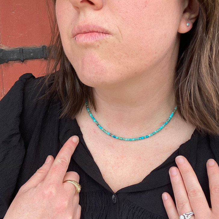 16" Kingman Turquoise Beaded Necklace