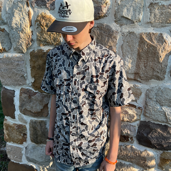 Hooey Men's "Sol" Grey Camo Short Sleeve Snap Down