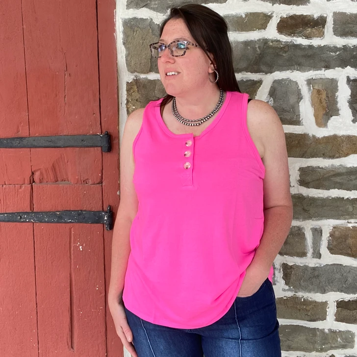 Andree Ladies Hot Pink Terry Knit Tank Top