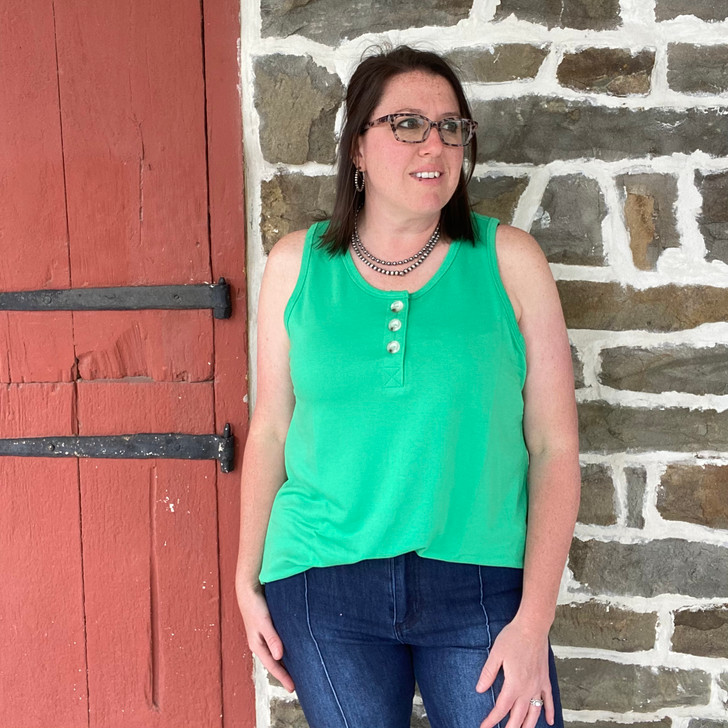 Andree Ladies Kelly Green Terry Knit Tank Top