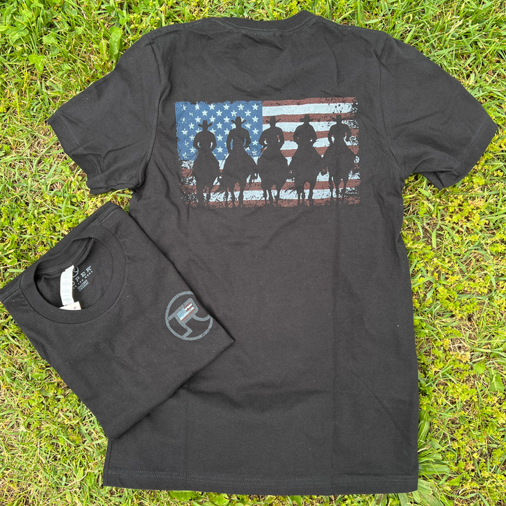 Roper Unisex Black American Flag Rider Silhouette Graphic Tee 03-076-0185-0122-BL