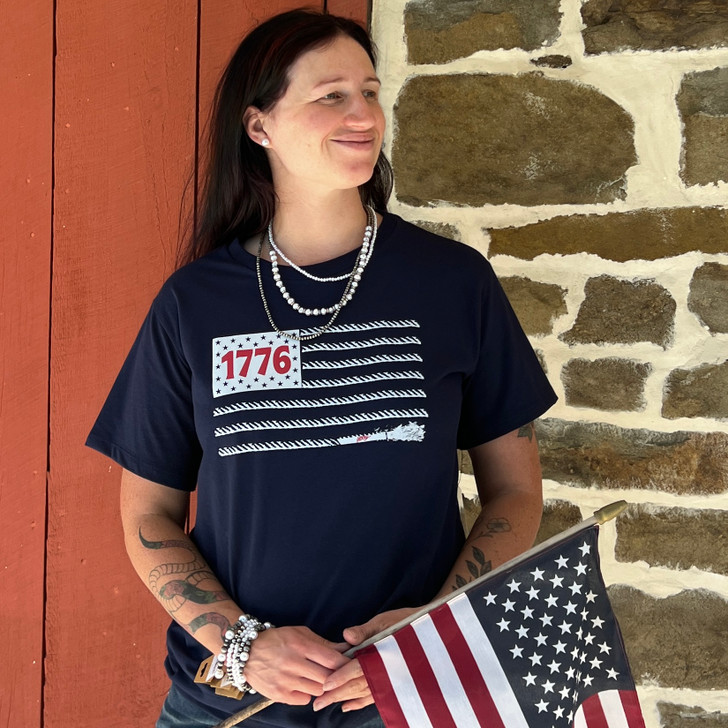 Hooey Ladies Blue 1776 Flag Graphic Tee HT2681NV
