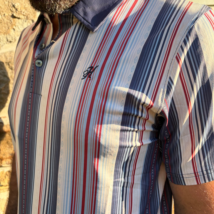 Hooey Men's Navy Striped Polo HP2601NVST