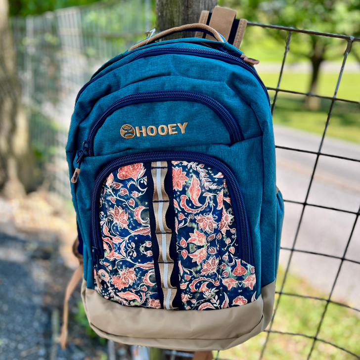 Hooey Ox Teal and Tan Floral Backpack BP2603TLFL