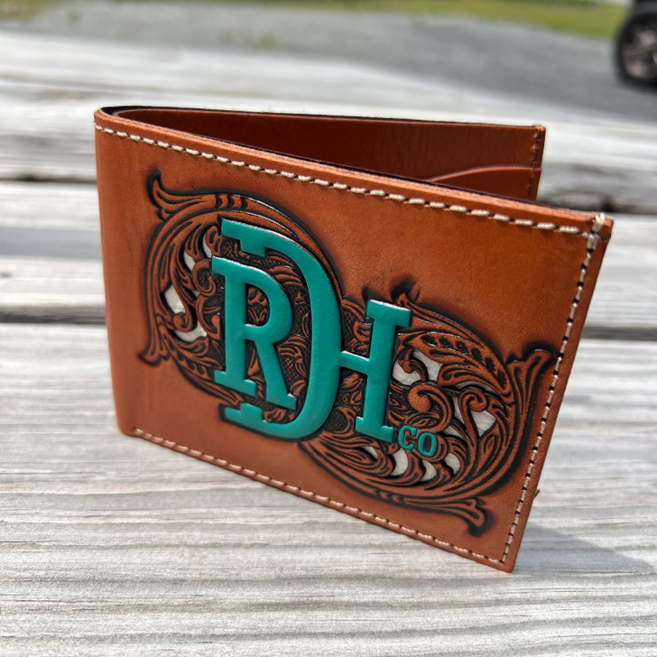 Red Dirt Hat Co Tooled Bifold with Ivory Inlay Wallet 23111881W3