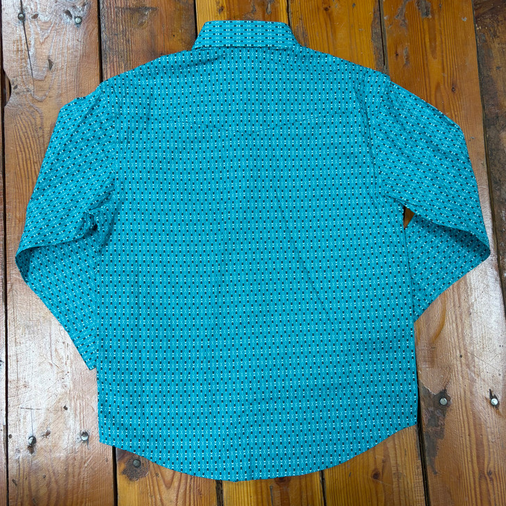 Panhandle Men's Turquoise Printed Long Sleeve Snap Shirt RMN2S08919