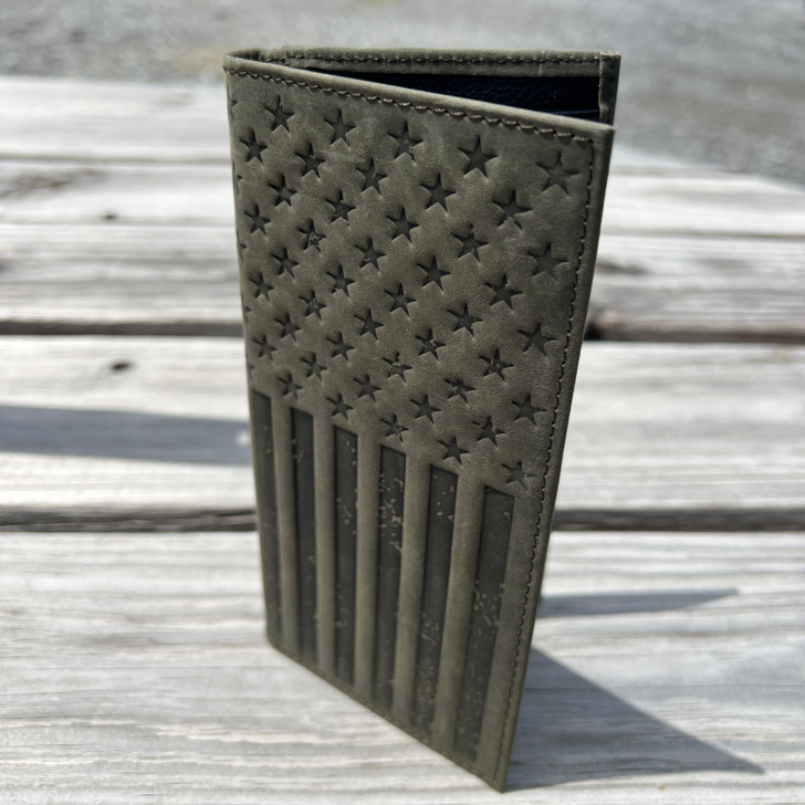 Justin Leather Graphite American Flag Rodeo Wallet