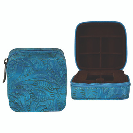 Justin Turquoise Floral Tooled Jewelry Box