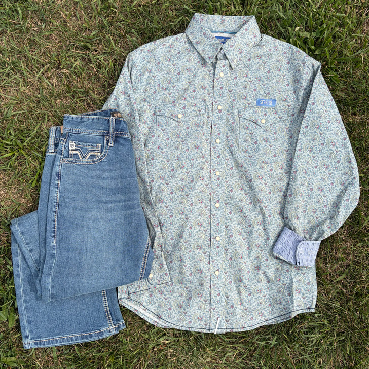 Panhandle Men's Stillwater Vintage Paisley Long Sleeve Snap Shirt