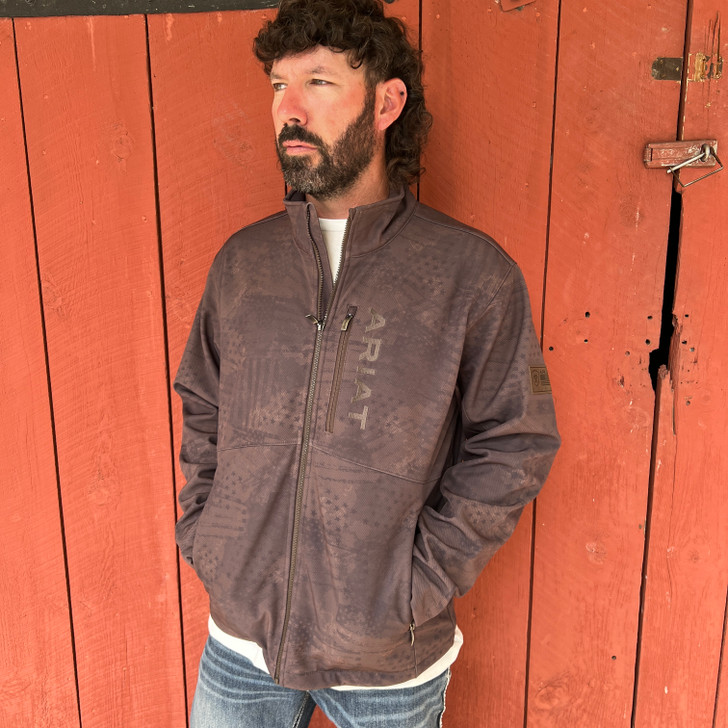 Ariat Men's Brown Patriotic Flag Softshell Jacket 10079522