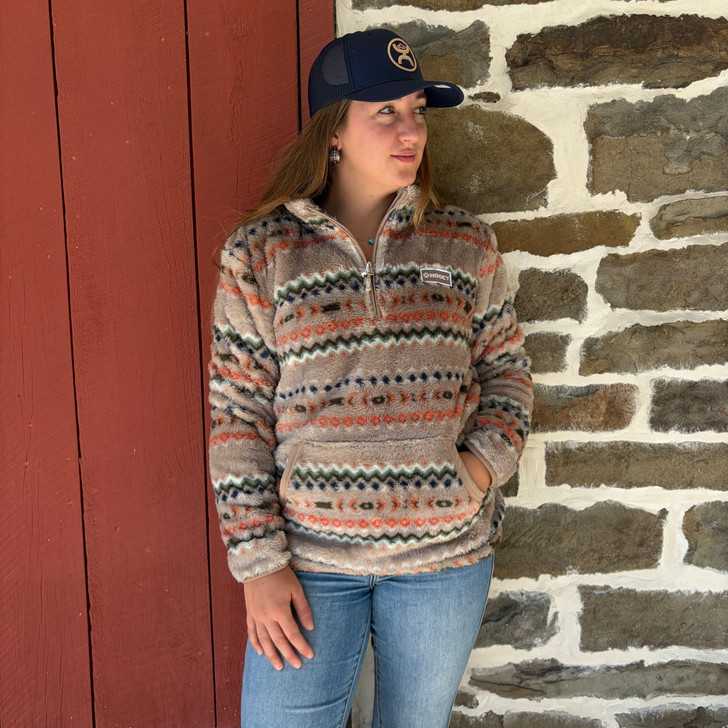 Hooey Women's Cream Aztec 1/4 Zip Fleece Pullover HFP016CRAZ