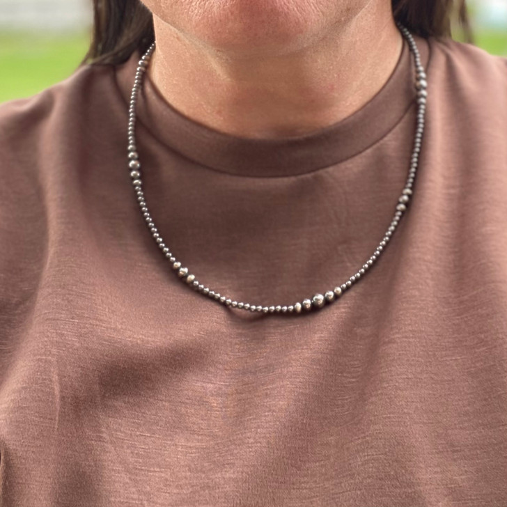 20" Graduated Sterling Silver Pearl Necklace