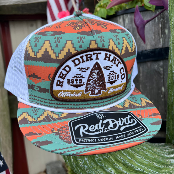 Red Dirt Hat Co. Lost & Found Arrowhead Aztec and White Hat