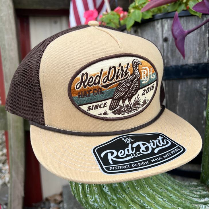 Red Dirt Hat Co. Gobbler Tan and Brown 5 Panel Hat