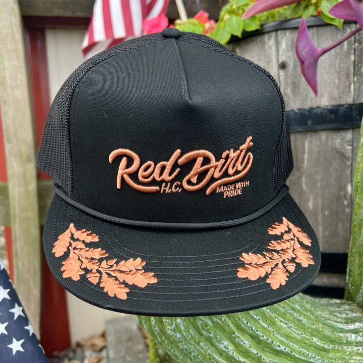 Red Dirt Hat Co. Bill Embroidered High Road Black and Copper Hat