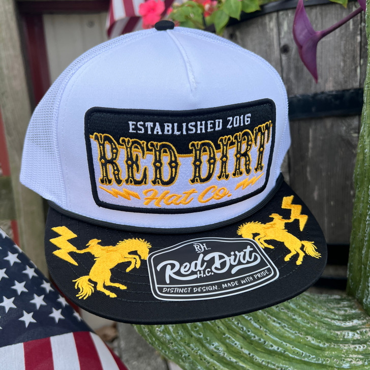 Red Dirt Hat Co. High Voltage White and Black Hat