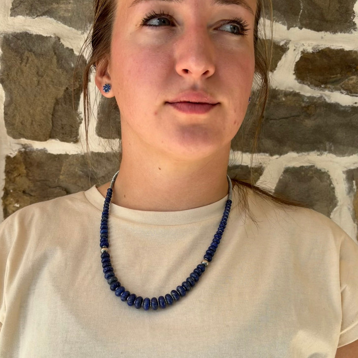 22” Graduated Lapis Necklace NEC-STE-095-LAP