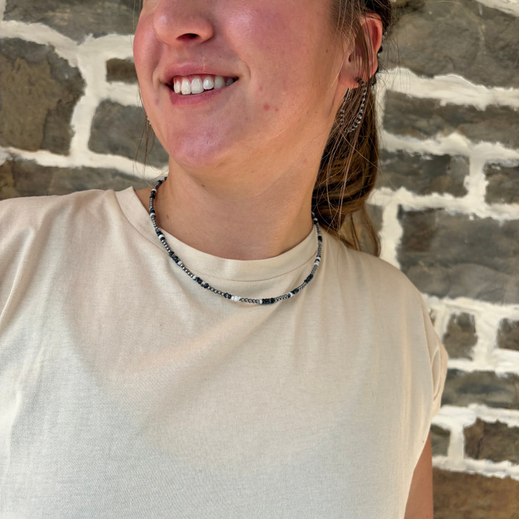 19" Faceted Zebra Jasper Necklace