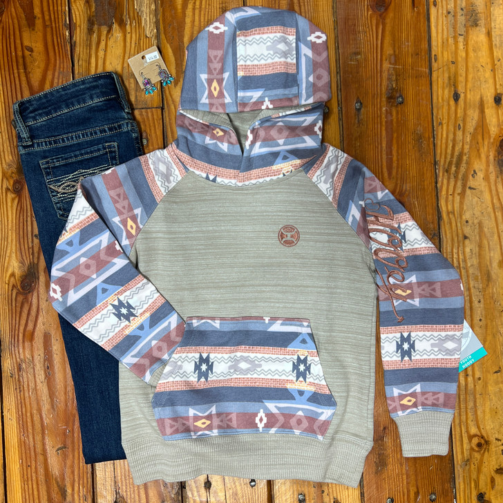 Hooey Girl's Cream & Pink Aztec Hoodie HH1198CRPK-Y