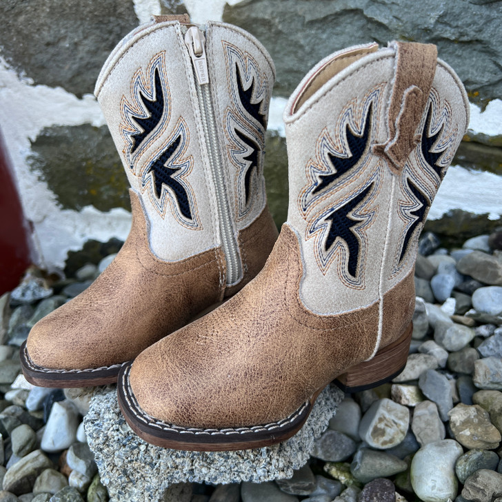 Roper Toddler's Draftmaster Tan Underlay Square Toe Boot 09-017-1903-3861 TA