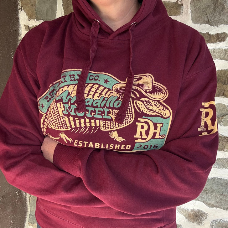Red Dirt Hat Co. Adult Maroon Dillo Motel Hoodie RDHC-T-222