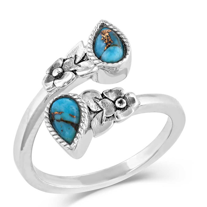 Montana Silversmiths Heirloom Petals Turquoise Wrap Ring