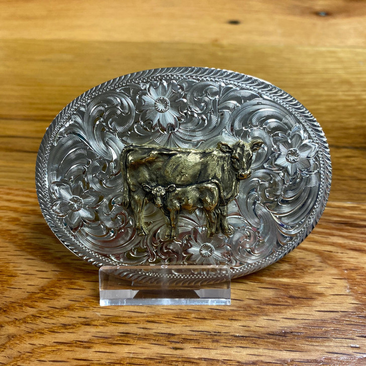 Montana Silversmiths Classic Cowboy Cow Calf Belt Buckle G1840-CowCalf