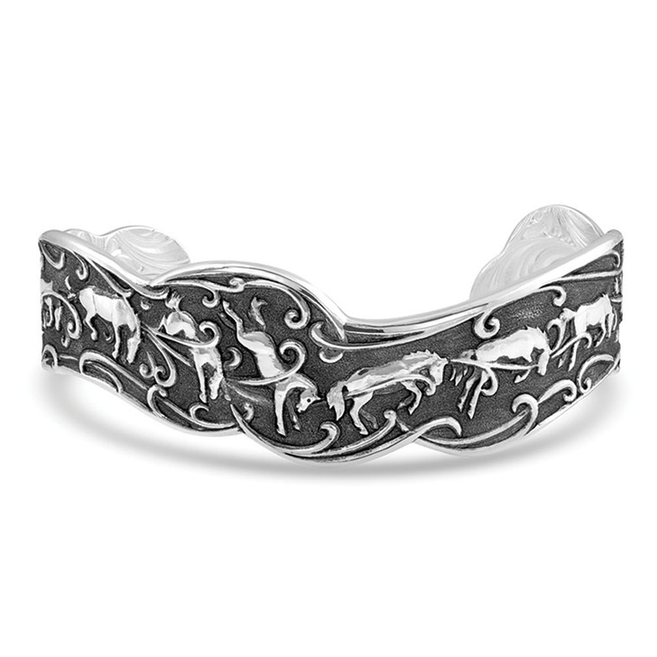 Montana Silversmiths LeatherCut Tri-Color Floral Cuff Bracelet,  BC2598TRI-BK at Tractor Supply Co.