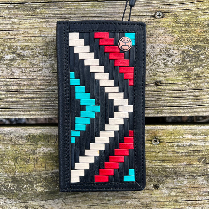 Hooey Hand Woven Aztec Print Leather Rodeo Wallet HW010-BKRD