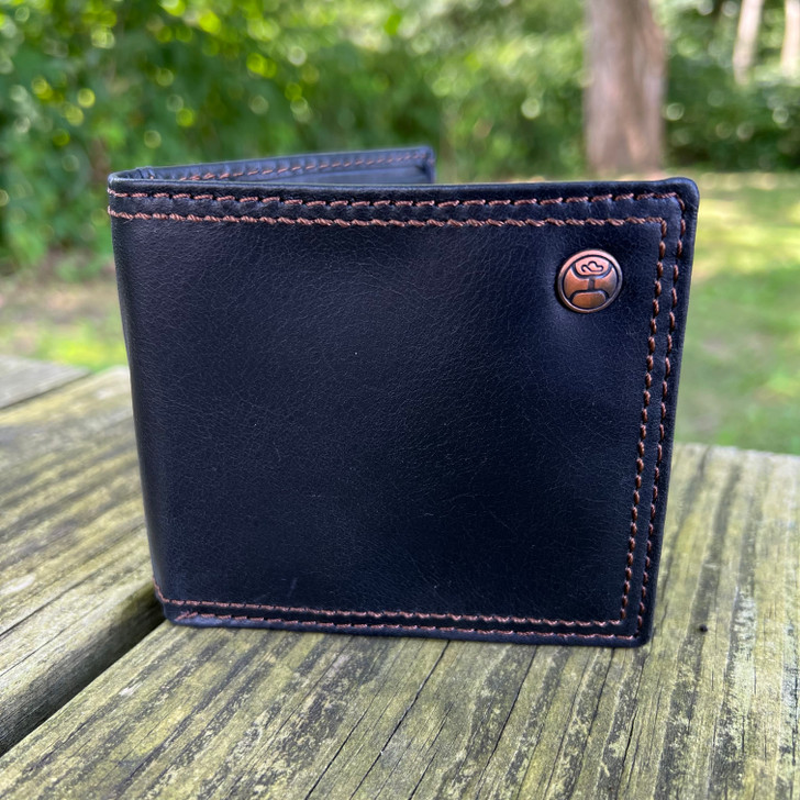 Hooey Smooth Black Bi-Fold Wallet HBF001-BK