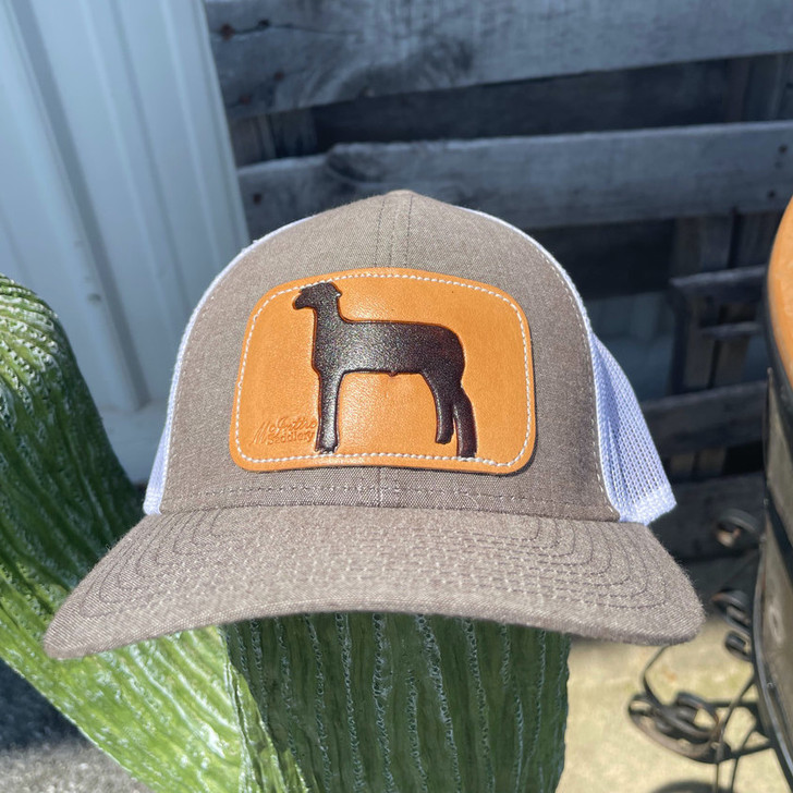 Hand Tooled Leather Lamb Hat Cap-09-Lamb