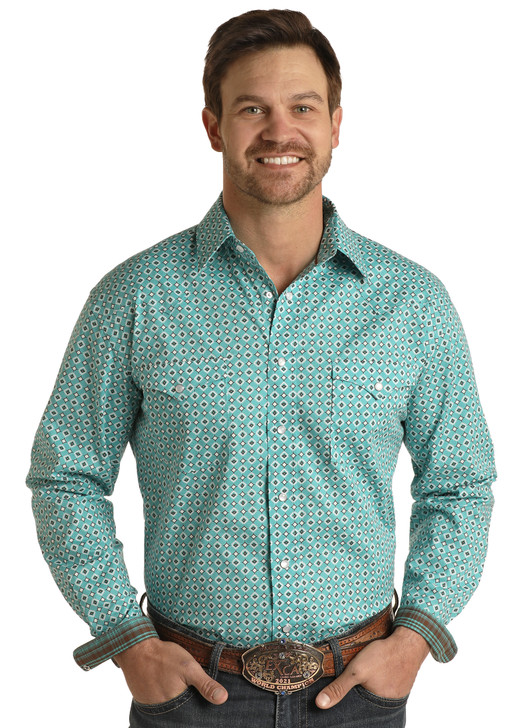 Panhandle Men's Turquoise Long Sleeve 210 Pocket Snap Shirt RSMSOSRYT4 RSMSOSXYT4