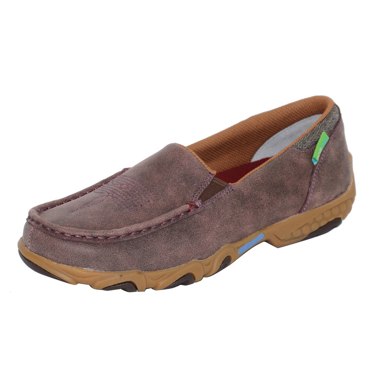 Twisted X Women's Cell Stretch Dusty Merlot Slip On Driving Moc WDMX001 ...