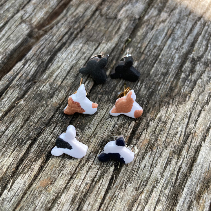 Set of Three Cow Clay Stud Earrings CLSTPKCOW