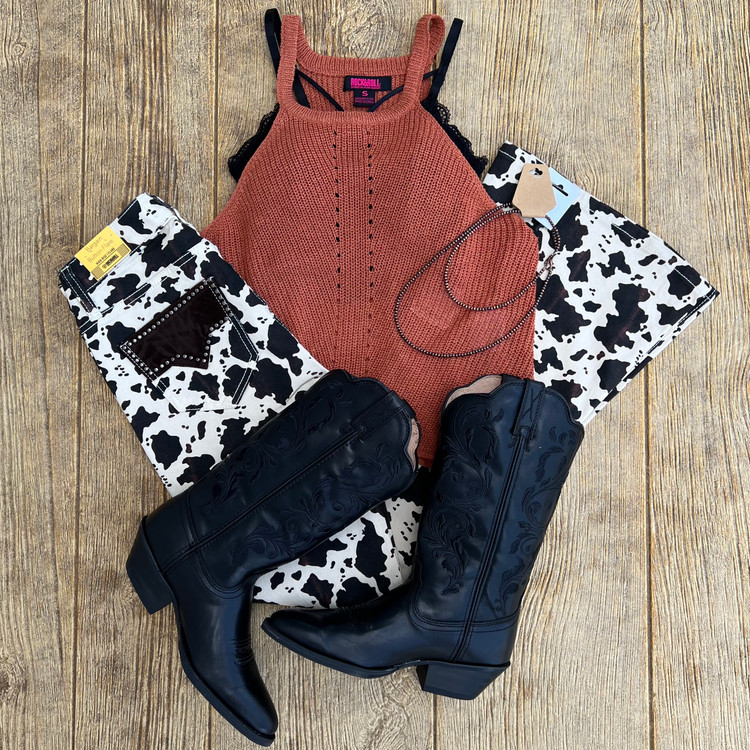 Ladies Cow Print Junkie Outfit Of The Day
